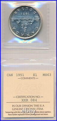 Canada Lot fo 5 George VI Silver Dollar 1951 FWL ICCS MS63