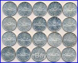 Canada Lot of 20 Silver Dollars 1955 Brilliant Uncirculated