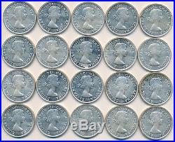 Canada Lot of 20 Silver Dollars 1955 Brilliant Uncirculated
