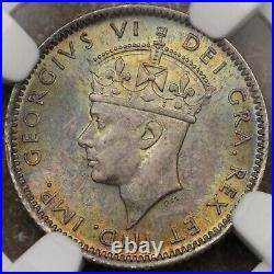 Canada Newfoundland 1941C Silver 10 Cents Coin NGC MS-64 Rainbow Toned George VI