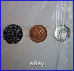 Canada Proof Like Set 1953 6 Coins Original White Cardboard Holder Silver Unc