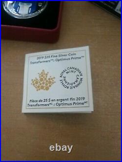 Canada Pure Silver Coin TRANSFORMERS OPTIMUS PRIME Mintage 3,500 (2019)