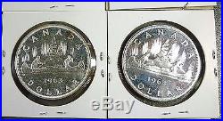 Canada Roll (20 Coins) Superb Gem Bu 1963 Silver Dollars
