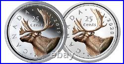Canada Silver 25 cents, Colored Caribou, UNC, 2019, 2020