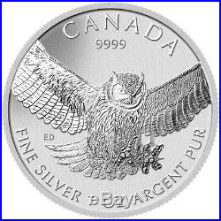 Canada Silver Bullion Great Horned OWL $5 2015.9999 Uncirculated