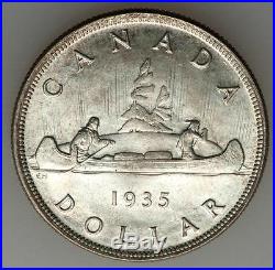 Canada Silver Dollar 1935, Silver Jubilee, Lustrous Brilliant Uncirculated
