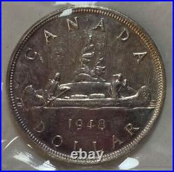 Canada Silver Dollar 1948 Iccs Ms-60 Scarce
