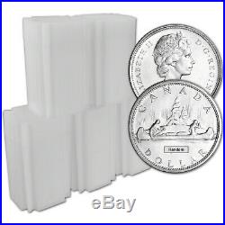 Canada Silver Dollar $1 0.6 oz 100 BU PL Coins in 5 Rolls Tubes Random Date