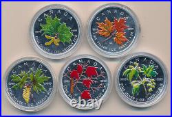 Canada Silver Maple Leaf with Colour Lot of 5 coins, collectible item