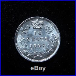 Canada Victoria 1887 Uncirculated Silver 10 Cent Rare KM# 3