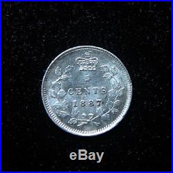 Canada Victoria 1887 Uncirculated Silver 5 Cent Rare KM# 2