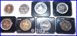 Canada (lot Of 8) Different Silver Dollar Coins From 1971-1979 Original Cases