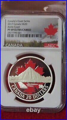 Canada's Coast $20 Dollar 9999 Silver Coin Colorized Arctic Coast 2017 NGC PF69