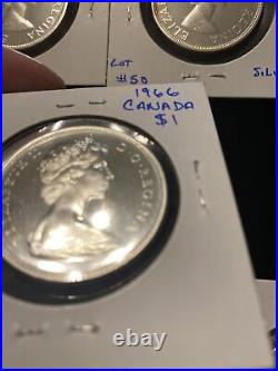 Canada silver dollar lot #50 1963 1967 5 coins unc 80% Silver. 800 $5 Face