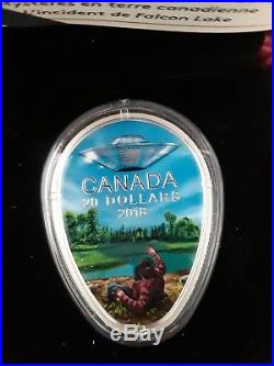 FALCON LAKE INCIDENT 1 Oz EGG-SHAPED Glow In The DARK Silver Coin Canada 2018