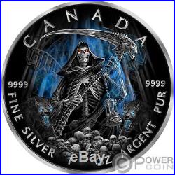 GRIM REAPER Death Maple Leaf Armageddon 1 Oz Silver Coin 5$ Canada 2016