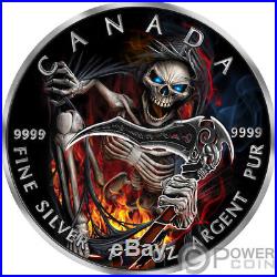 GRIM REAPER Death Maple Leaf Armageddon III 1 Oz Silver Coin 5$ Canada 2018