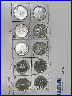 Lot Canada 10 Silver Dollars Gem/unc Proof Mixed