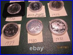 Lot Of Canadian Silver Dollars, Consecutive Dates 1971-1981
