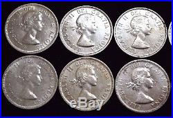 Lot of 10 1958 Canada Silver Dollars Item#2