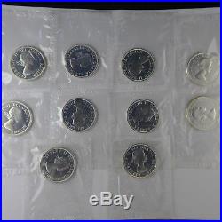 Lot of (10) 1964 Canadian Silver $1 coins prooflike in original mint cello