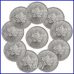 Lot of 10 2018 Canada 1 oz Silver Maple Leaf $5 Coins GEM BU PRESALE SKU49795