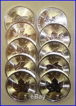 Lot of (10) 2020 1 oz Canadian Silver Maple Leaf Bullion Coins Gem Uncirculated