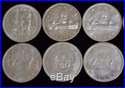 Lot of 10 Mixed Dates(1958-1967)Canada Silver Dollars Item#4