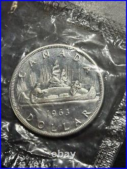 Lot of 4 BU Canada Silver Dollars, 1967 And 3 1963s, All BU In Package