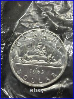 Lot of 4 BU Canada Silver Dollars, 1967 And 3 1963s, All BU In Package