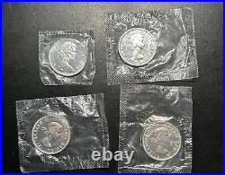Lot of 4 BU Canada Silver Dollars, 1967 And 3 1963s, All BU In Package