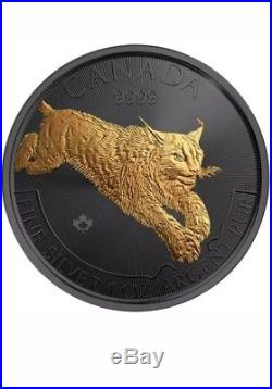 Lynx-golden Enigma 2017 1oz Canadian Silver Coin Ruthenium & Gold Plated Very Lo