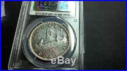 Make Offer 1947 Maple Leaf Canada Silver Dollar $1 Coin Pcgs Ms62 Mint Unc