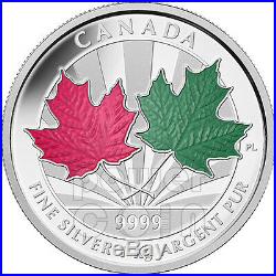 MAPLE LEAF FOREVER 1 Kg Kilo Red Green Enamel Fine Silver Coin 250$ Canada 2014