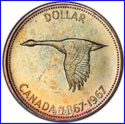 MS64 1967 $1 Canada Silver Goose Dollar, PCGS Secure- Pretty Toned