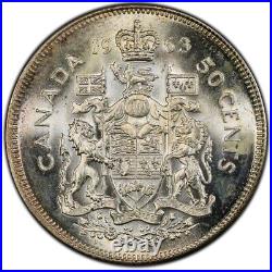MS65 1963 50C Canada Silver Fifty Cents, PCGS Trueview- Vivid Rainbow Toned MS65 1963 50C Canada Silver Fifty Cents, PCGS Trueview- Vivid Rainbow Toned