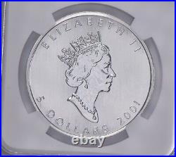 MS69 2001 Canada Silver 5 Dollars Maple Leaf NGC Canada Label