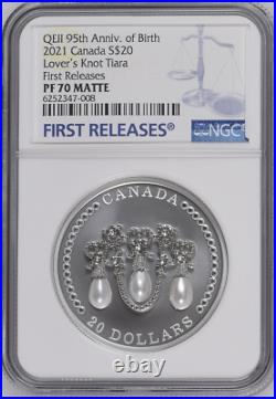 Majesty Queen Elizabeth Lovers Knot Tiara 2021 Canada $20 Silver Coin Ngc 70 Fr