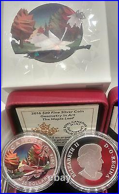 Maple Leaf $20 2016 1oz Pure Silver Proof Coin Geometry Art Canada Maple Leaf $20 2016 1oz Pure Silver Proof Coin Geometry Art Canada