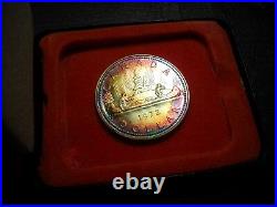 Neon Green/Red/Gold 1972 Canada SP Silver Dollar