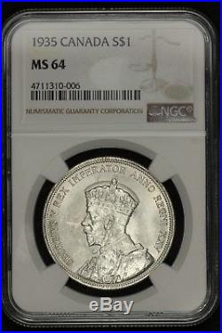 Ngc Ms64 1935 Canada Silver Dollar $1 (en06)
