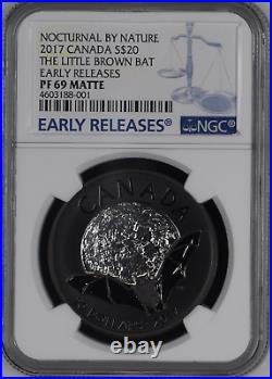 Nocturnal By Nature Little Brown Bat 2017 Canada $20 Silver Coin Ngc Pf 69 Er