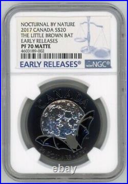 Nocturnal By Nature Little Brown Bat 2017 Canada $20 Silver Coin Ngc Pf 70 Er