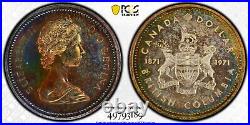 PCGS MONSTER TONING Canada Silver 1971 SP67 $1 Rainbow Toning