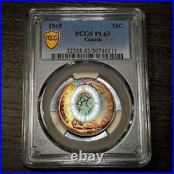 PL63 1965 50C Canada Silver 50 Cents Proof, PCGS Trueview- Rainbow Toned PL63 1965 50C Canada Silver 50 Cents Proof, PCGS Trueview- Rainbow Toned