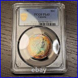 PL63 1965 50C Canada Silver 50 Cents Proof, PCGS Trueview- Rainbow Toned PL63 1965 50C Canada Silver 50 Cents Proof, PCGS Trueview- Rainbow Toned