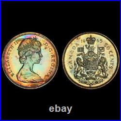 PL63 1965 50C Canada Silver 50 Cents Proof, PCGS Trueview- Rainbow Toned PL63 1965 50C Canada Silver 50 Cents Proof, PCGS Trueview- Rainbow Toned