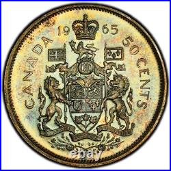 PL63 1965 50C Canada Silver 50 Cents Proof, PCGS Trueview- Rainbow Toned PL63 1965 50C Canada Silver 50 Cents Proof, PCGS Trueview- Rainbow Toned
