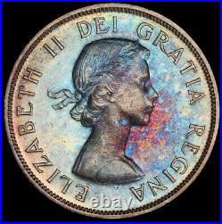 PL64 1959 $1 Canada Silver Voyageur Dollar, PCGS Secure- Pretty Blue Toned