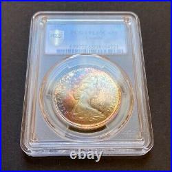 PL65CAM 1967 $1 Canada Goose Silver Proof Dollar, PCGS Secure- Rainbow Toned